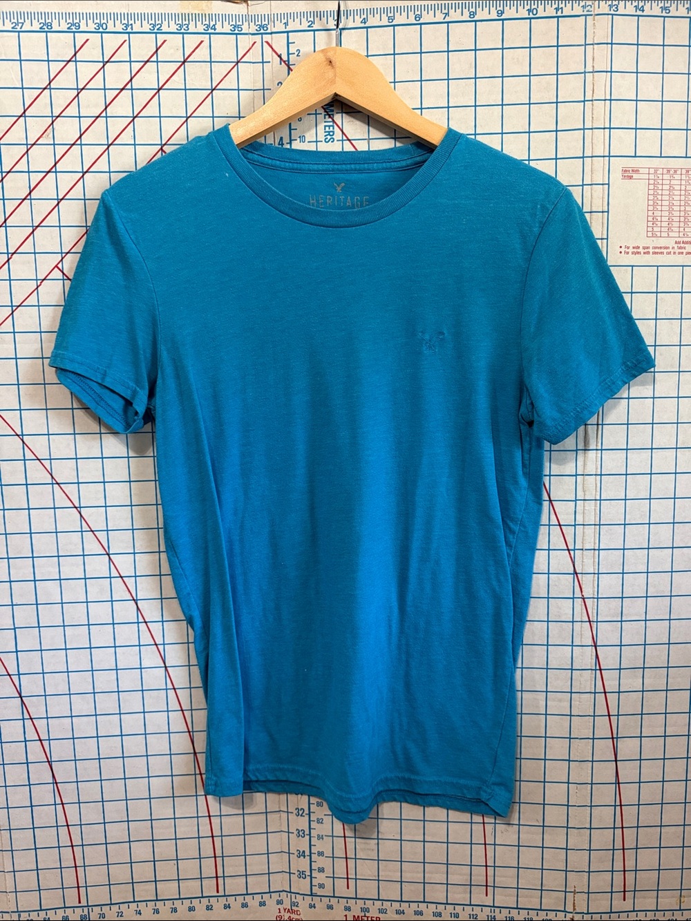 American Eagle Outfitters Heritage Crew Neck T-Shirt in Teal Blue